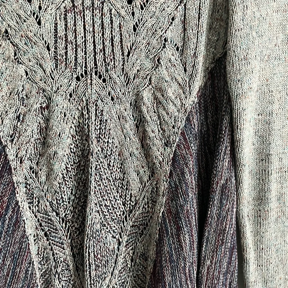 Anthropologie MOTH Anita Mixed Cable Knit Swing Sweater Linen Cotton Blend